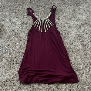 Burgundy Dress with Silver Embellishments